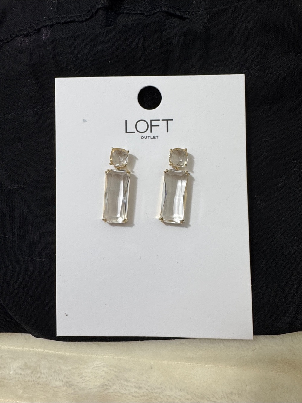 LOFT Gold-Tone Clear Crystal Drop Earrings